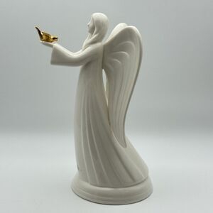 Gund Porcelain Angel Figurine Gold Star Christmas Religious w/14k Gold Accents